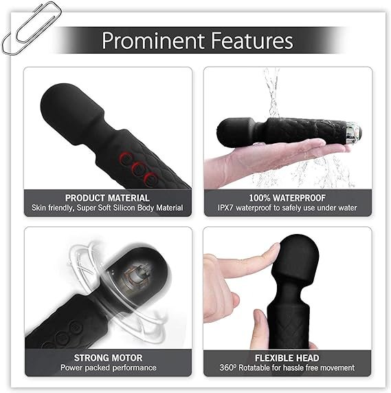 Cordless Rechargeable Handheld Personal Body Massager with Vibration, 8 Speeds, 20 Modes - Image 6